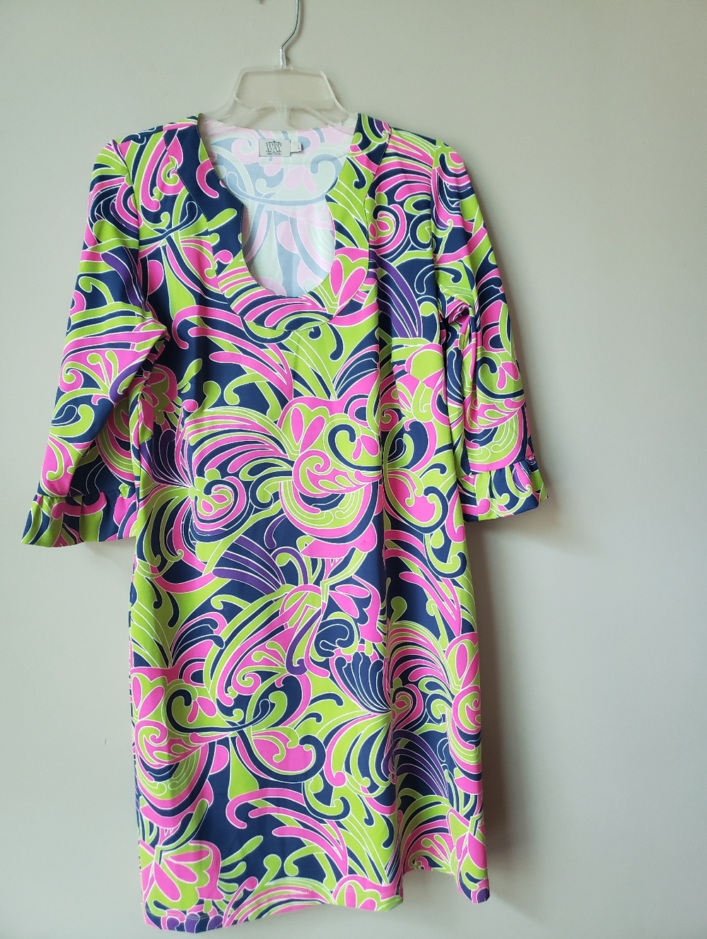 Katherine Way Women’s Shift Dress Sz L  Green/Pink/Purple